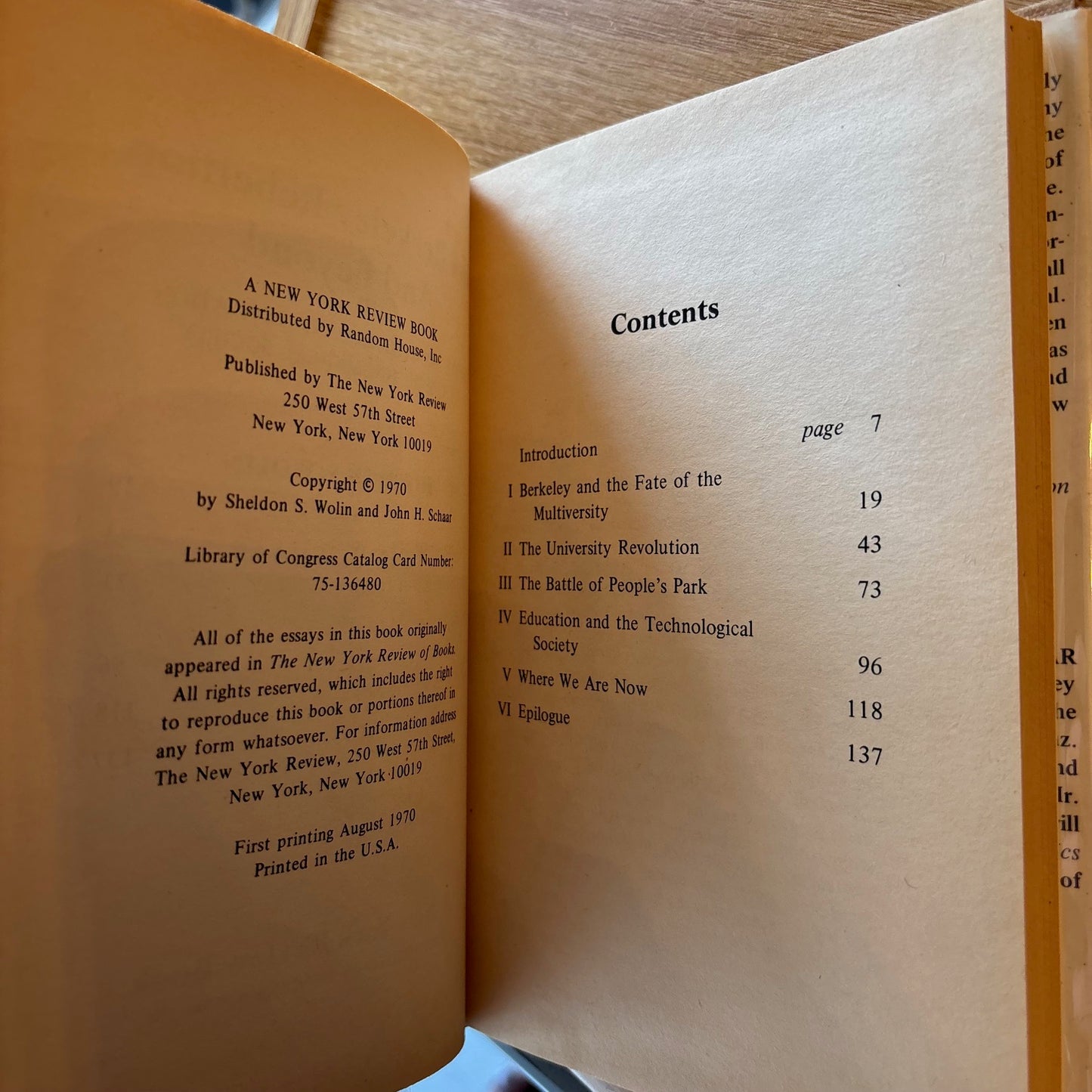 Sheldon S. Wolin & John H. Schaar - The Berkeley Rebellion and Beyond - First Edition