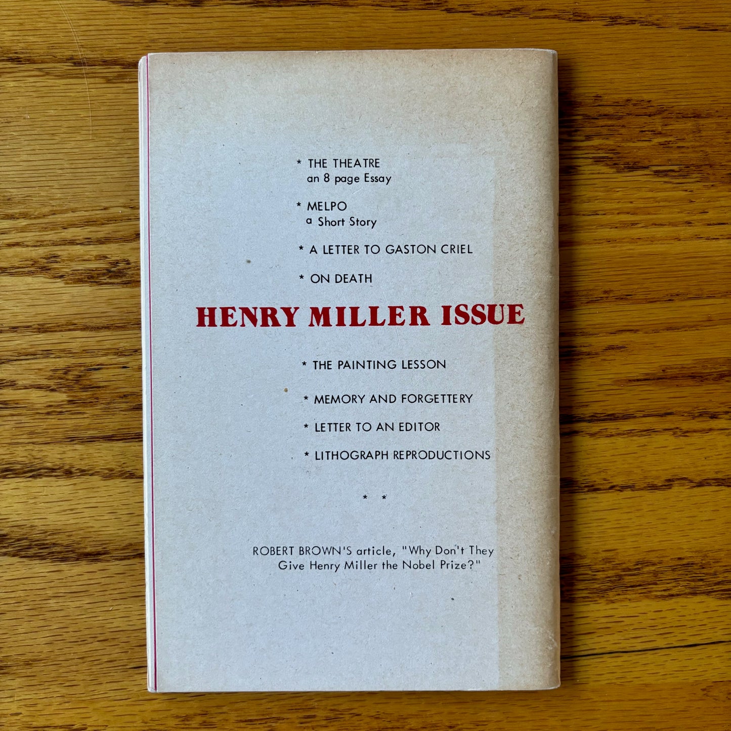 Henry Miller - The Theatre & Other Pieces (Stroker 11) - Signed