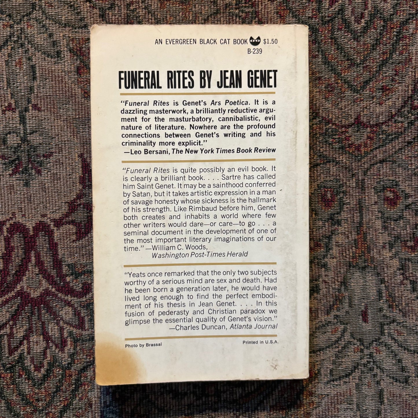 Jean Genet - Funeral Rites - First Edition Paperback