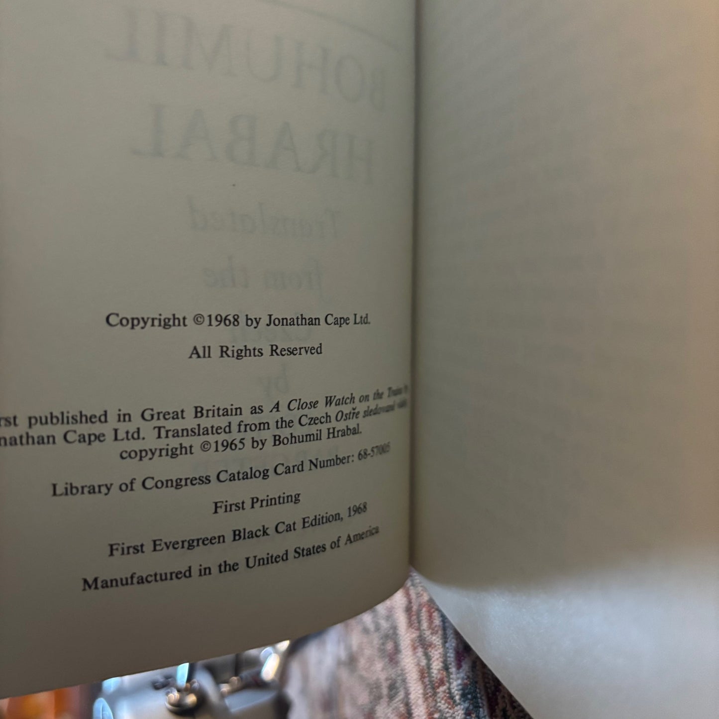 Bohumil Hrabal - Closely Watched Trains - First Edition Paperback
