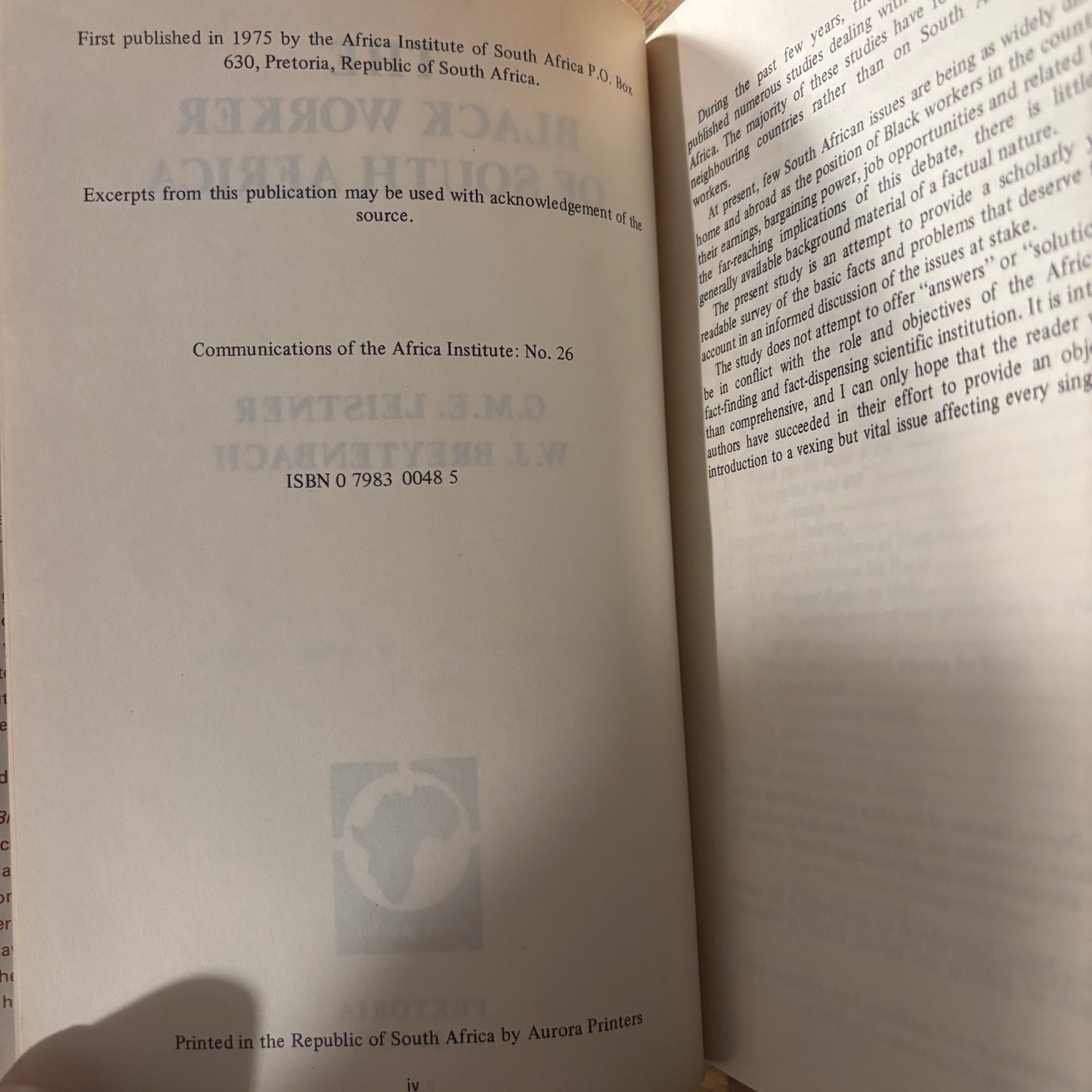 G.M.E. Leistner, W.J. Breytenbach - The Black Worker of South Africa
