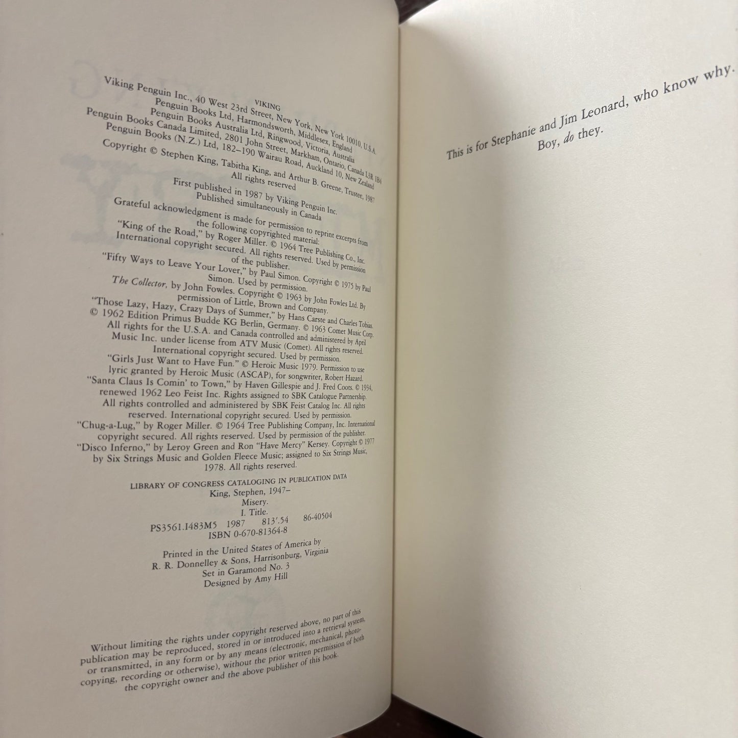 Stephen King - Misery - First Edition