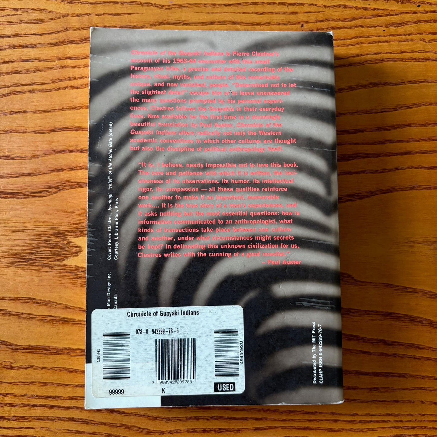 Pierre Clastres - Chronicle of the Guayaki Indians - First Edition Paperback