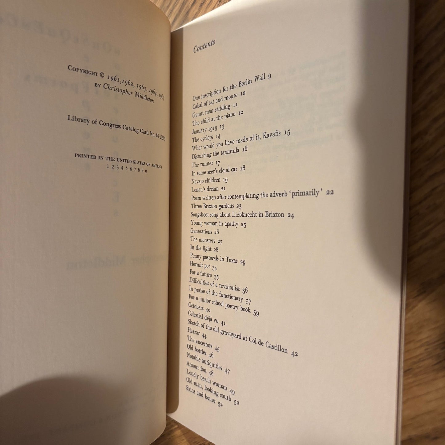 Christopher Middleton - Nonsequences: Selfpoems - First Edition Paperback