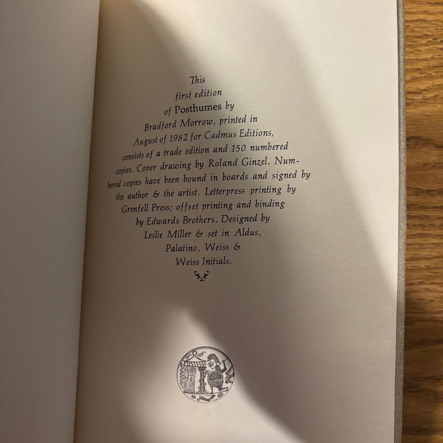 Bradford Morrow - Posthumes - First Edition