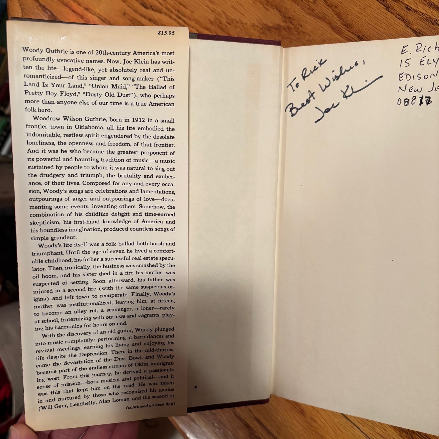Joe Klein - Woody Guthrie: A Life - Signed First Edition