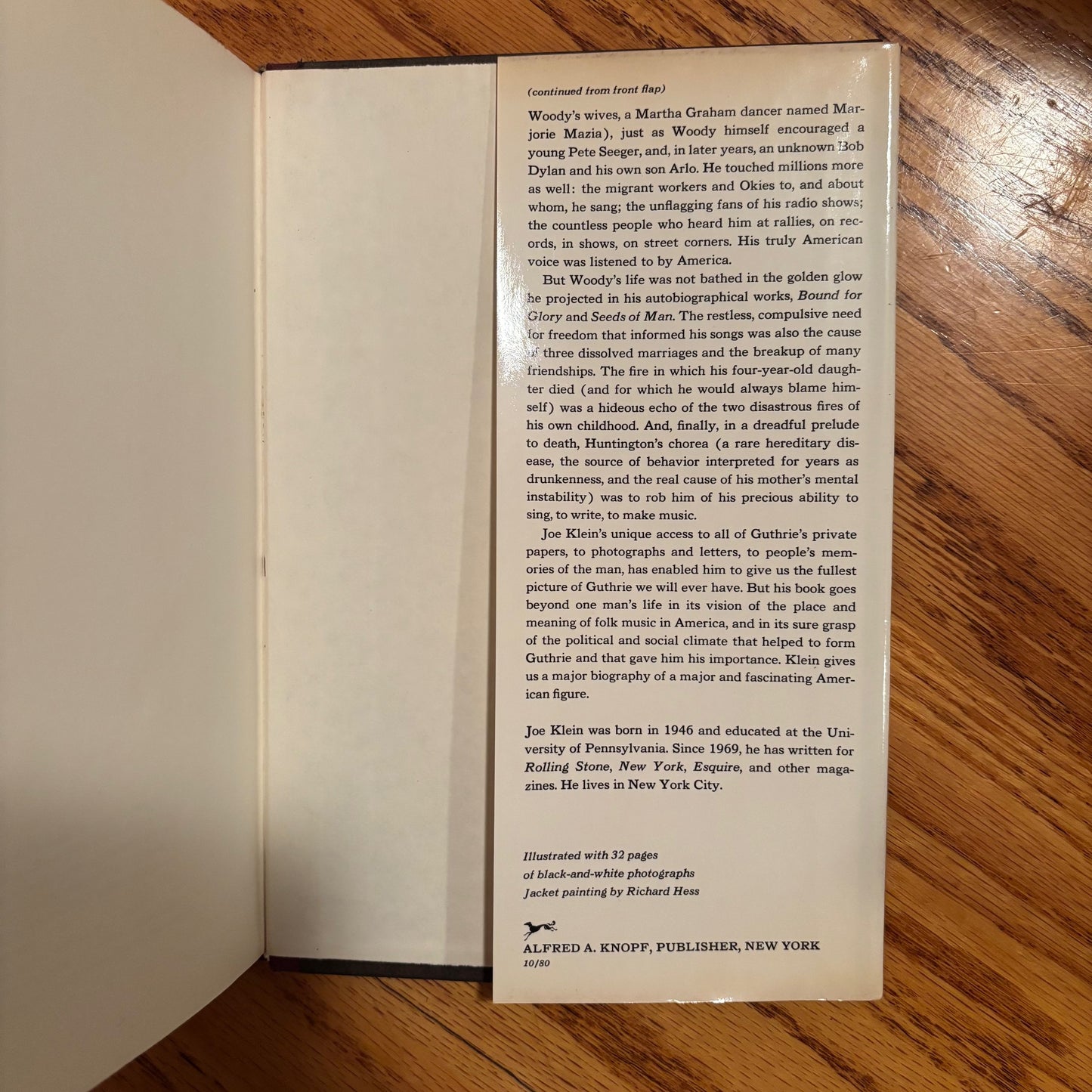 Joe Klein - Woody Guthrie: A Life - Signed First Edition