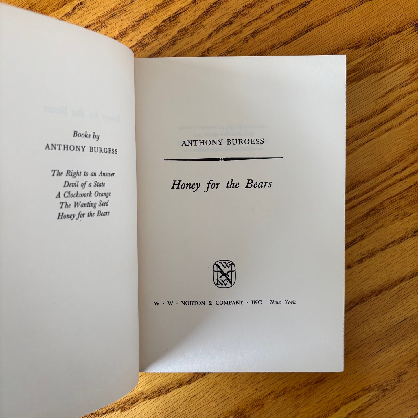 Anthony Burgess - Honey for the Bears - First Edition
