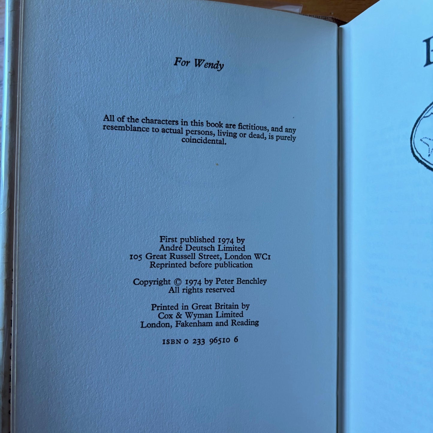 Peter Benchley - Jaws - First UK Edition