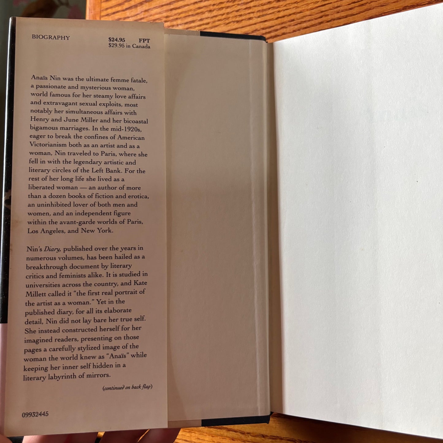 Noel Riley Fitch - Anais: The Erotic Life of Anais Nin - First Edition