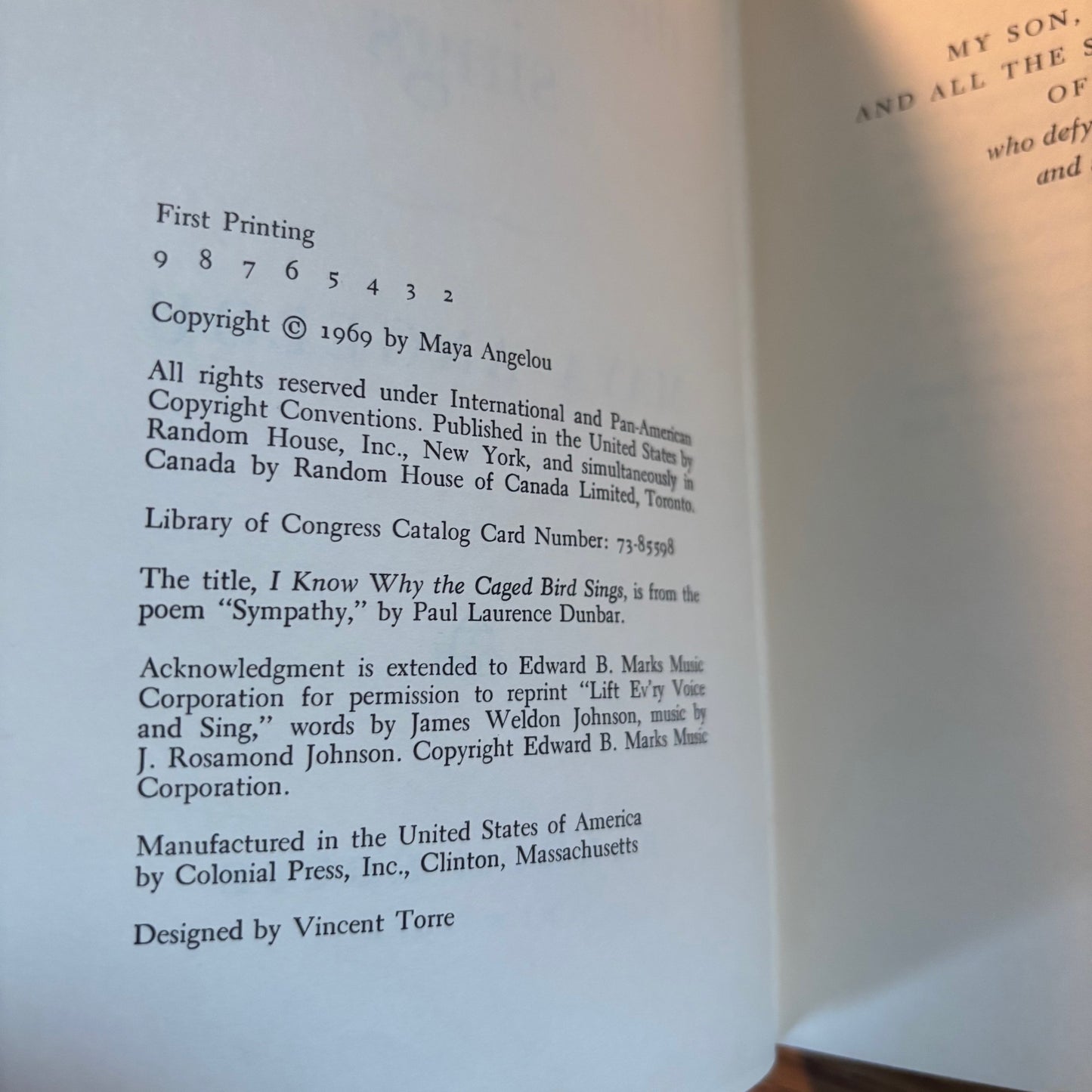 Maya Angelou - I Know Why the Caged Bird Sings - First Edition