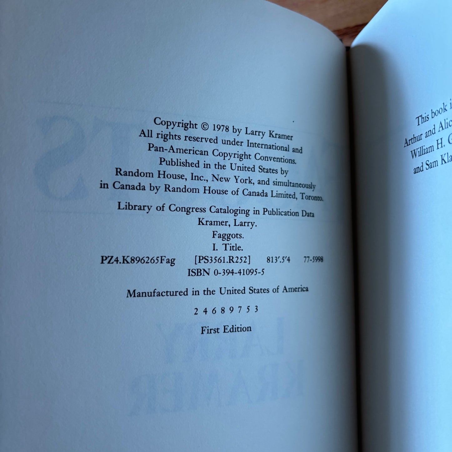 Larry Kramer - Faggots - First Edition