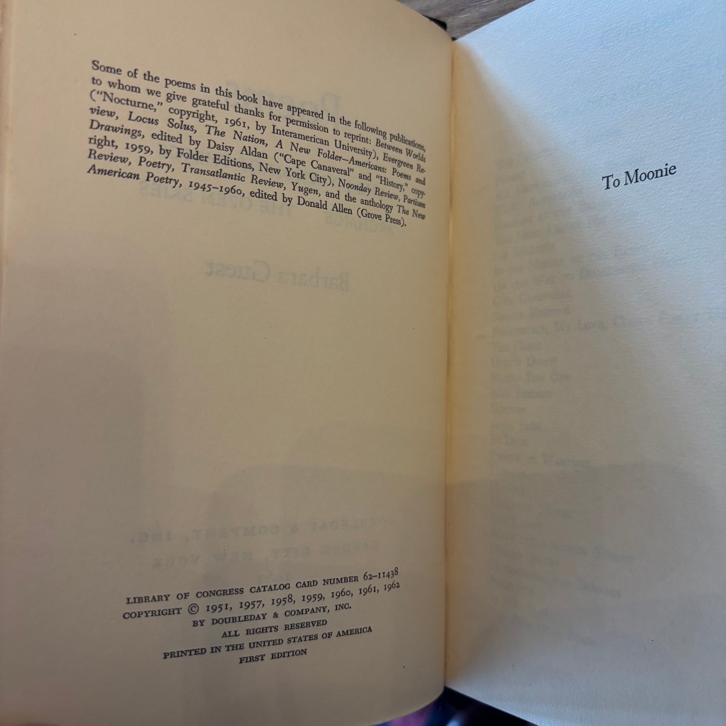 Barbara Guest - Poems: The Location of Things, Archaics, The Open Skies - Association Copy