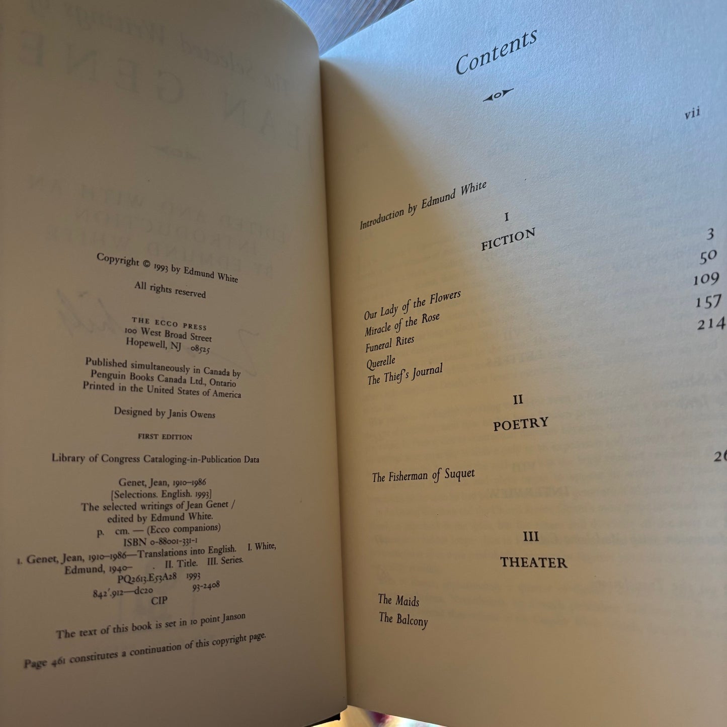 The Selected Writings of Jean Genet - First Edition - Signed by Edmund White