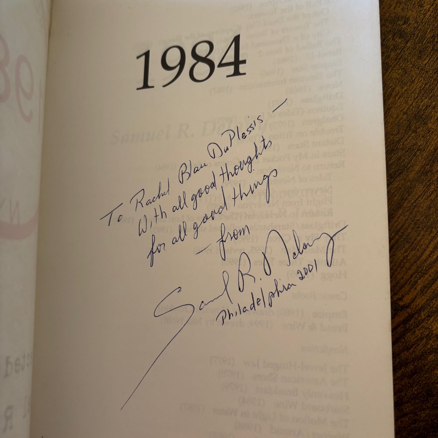 Samuel R. Delany - 1984: Selected Letters - Signed to Rachel Blau DuPlessis
