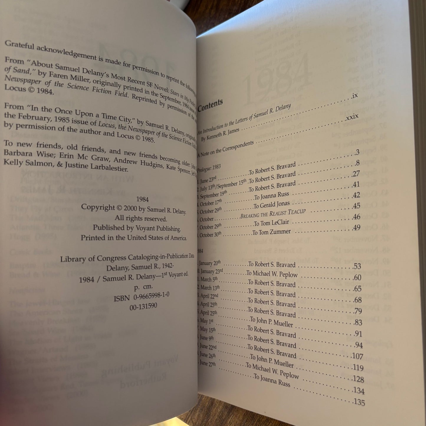 Samuel R. Delany - 1984: Selected Letters - Signed to Rachel Blau DuPlessis