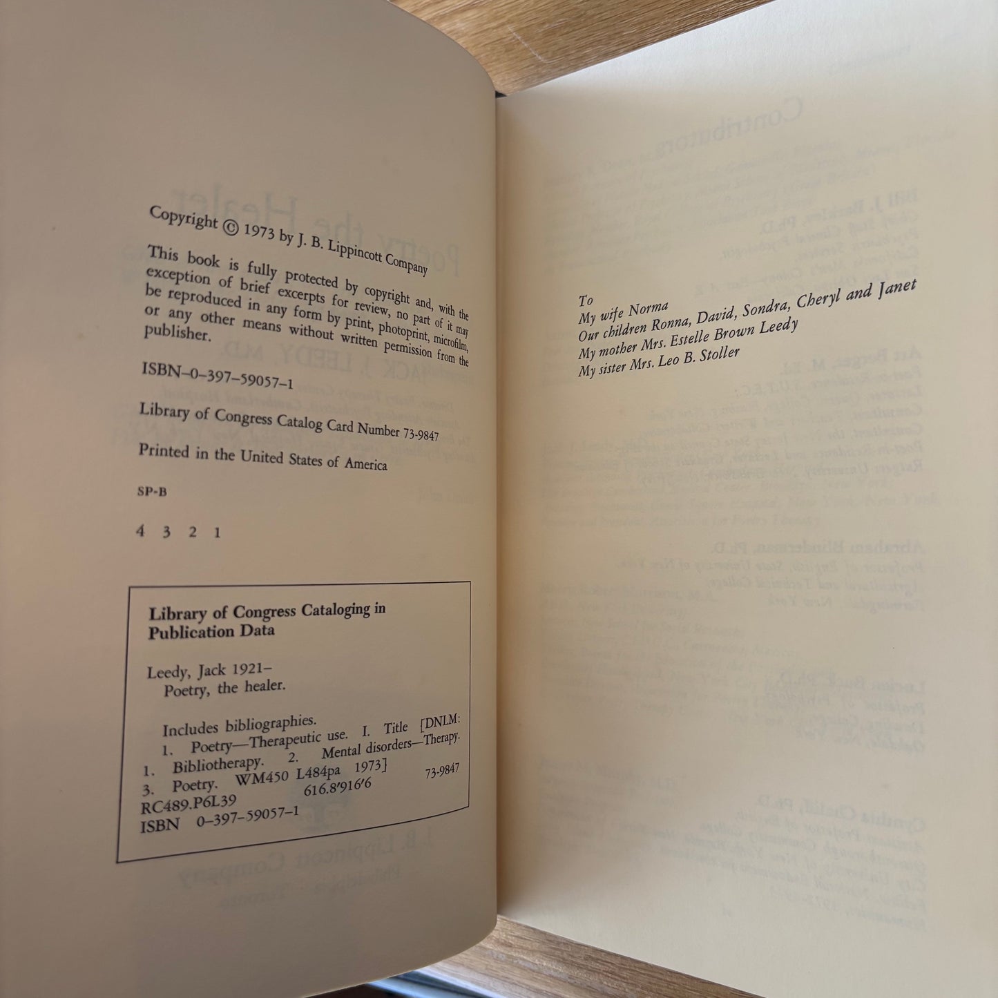 Jack J. Leedy, M.D., ed. - Poetry the Healer - First Edition
