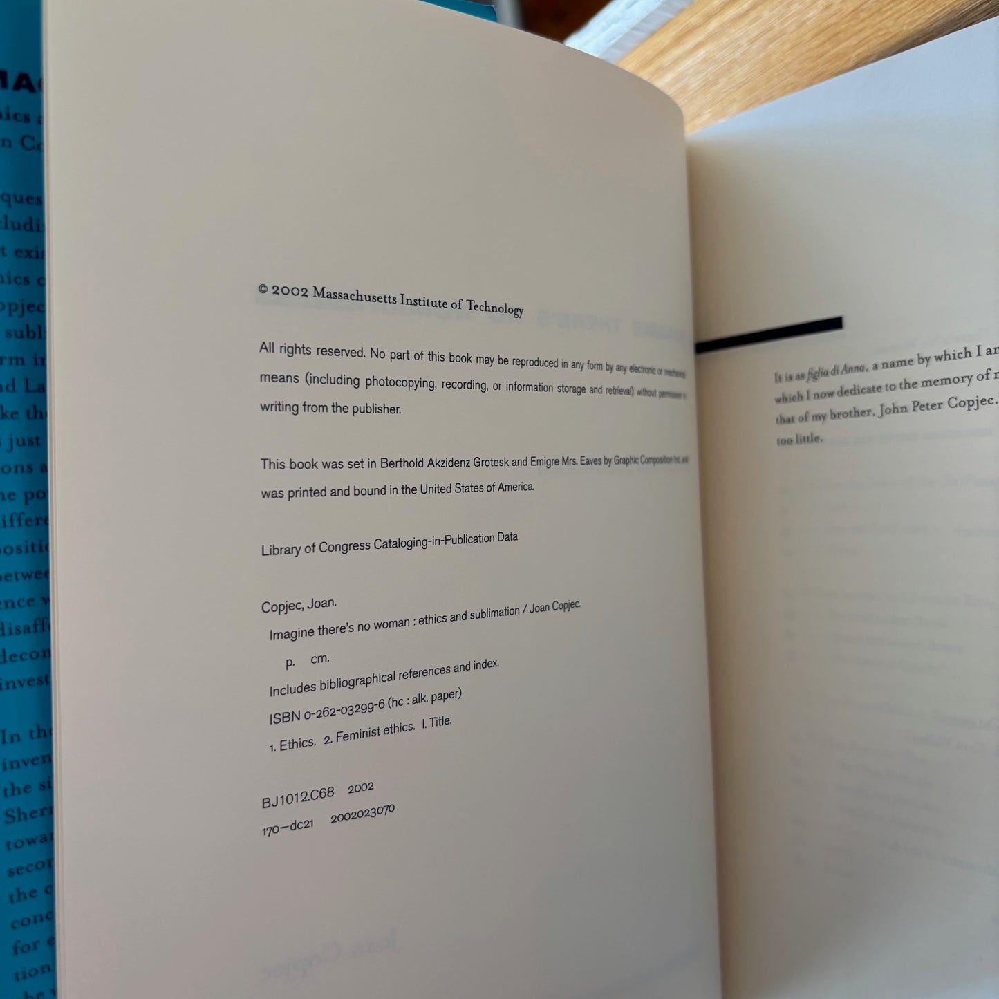Joan Copjec - Imagine There's No Woman: Ethics and Sublimation - First Edition