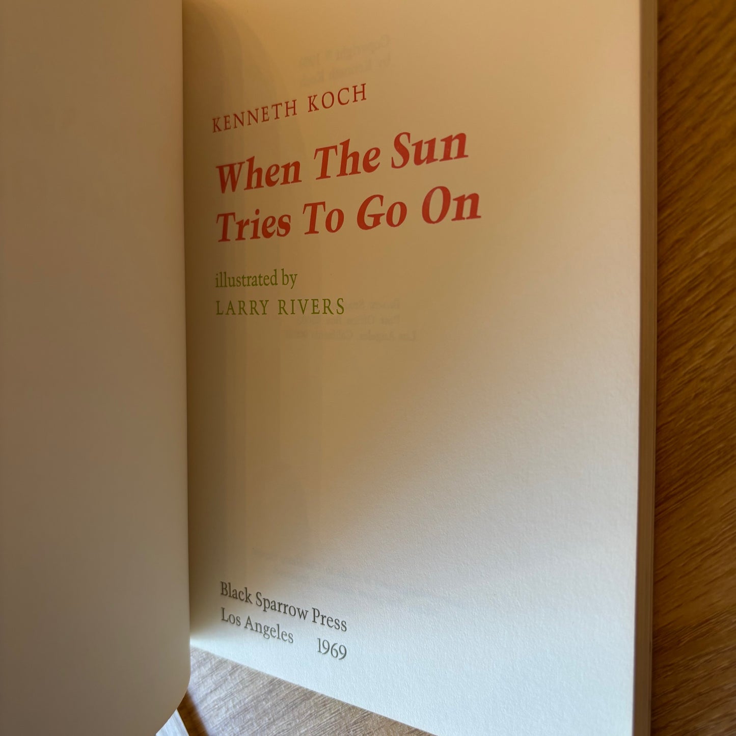 Kenneth Koch - When the Sun Tries to Go - First Edition Paperback