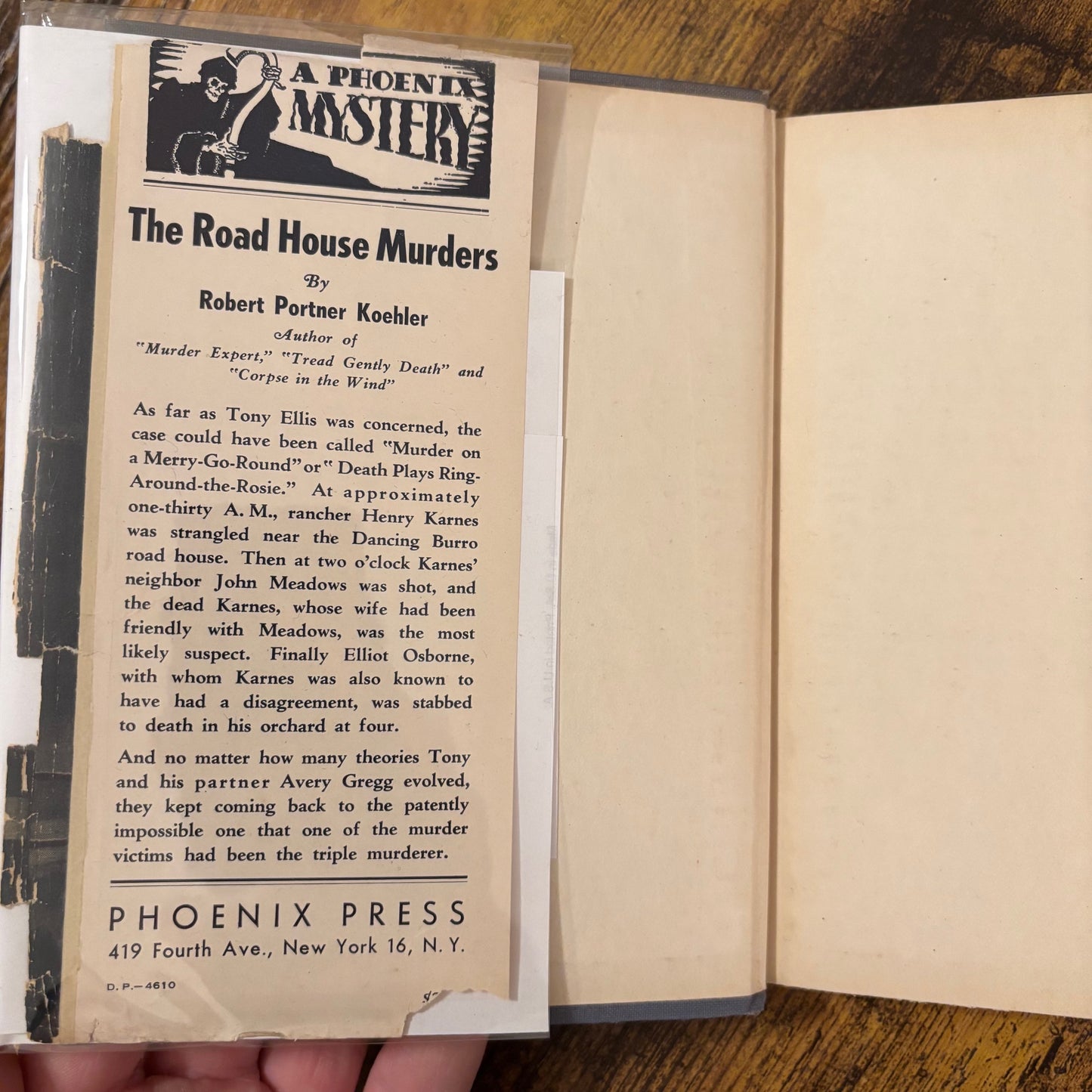 Robert Portner Koehler - The Road House Murders - First Edition