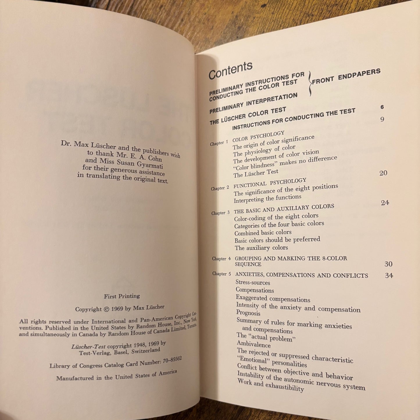 (Ian Scott, Max Luscher) The Luscher Color Test - First Edition