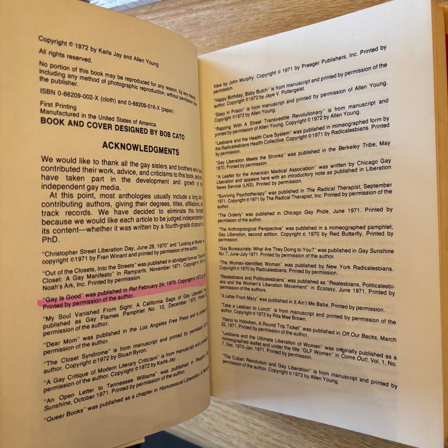 Karla Jay & Allen Young, eds. - Out of the Closets: Voices of Gay Liberation - Signed First Edition