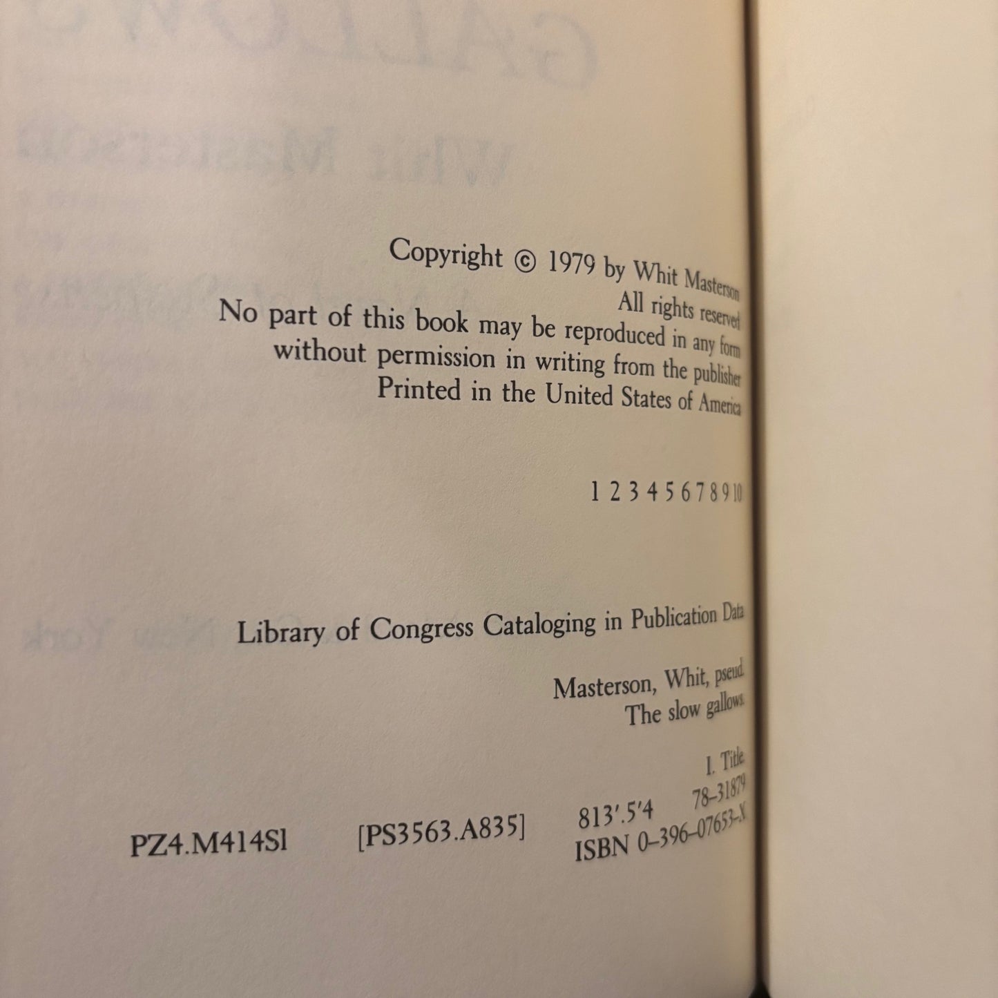 Whit Masterson - The Slow Gallows - Signed by Dorothy B. Hughes