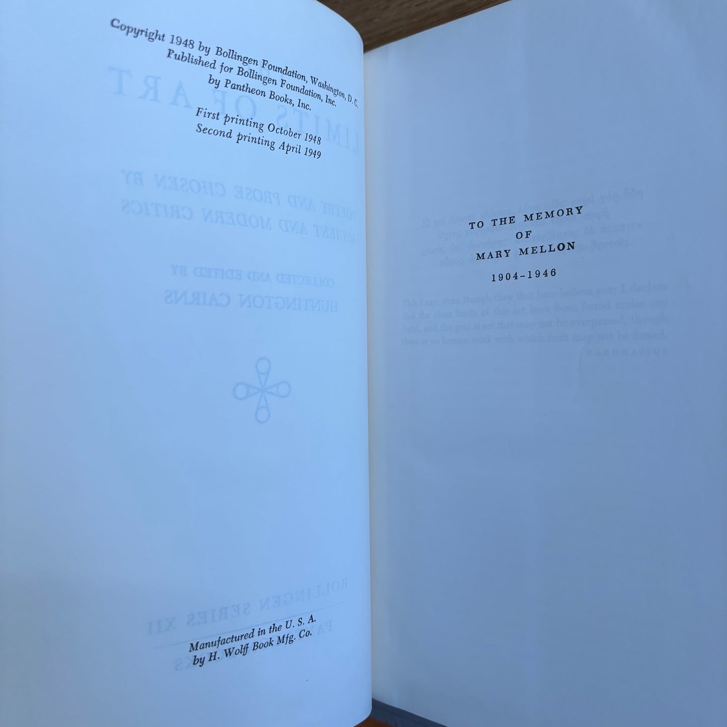 Huntington Cairns, ed. - The Limits of Art - First Edition Second Printing