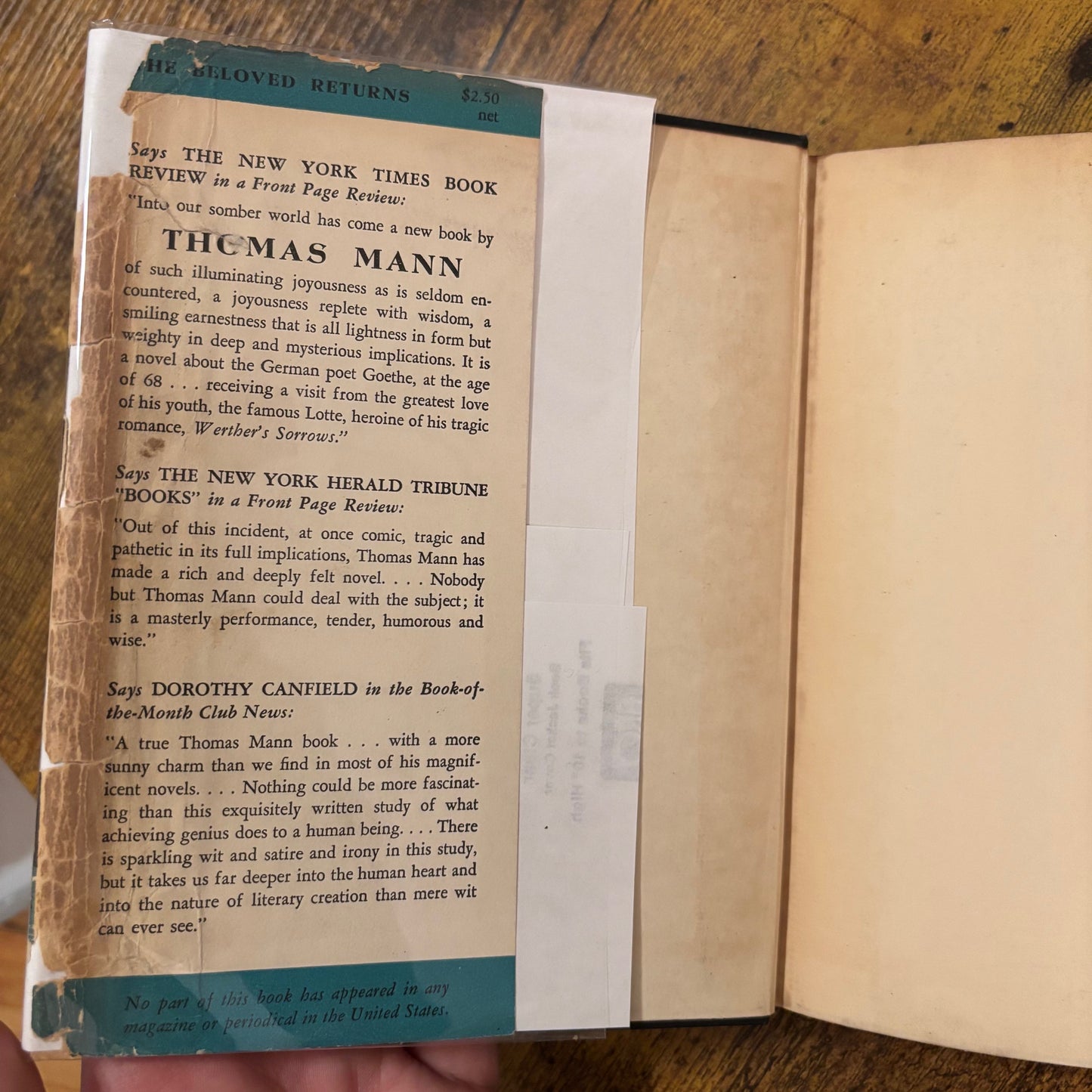 Thomas Mann - The Beloved Returns: Lotte in Weimar - First Edition Second Printing