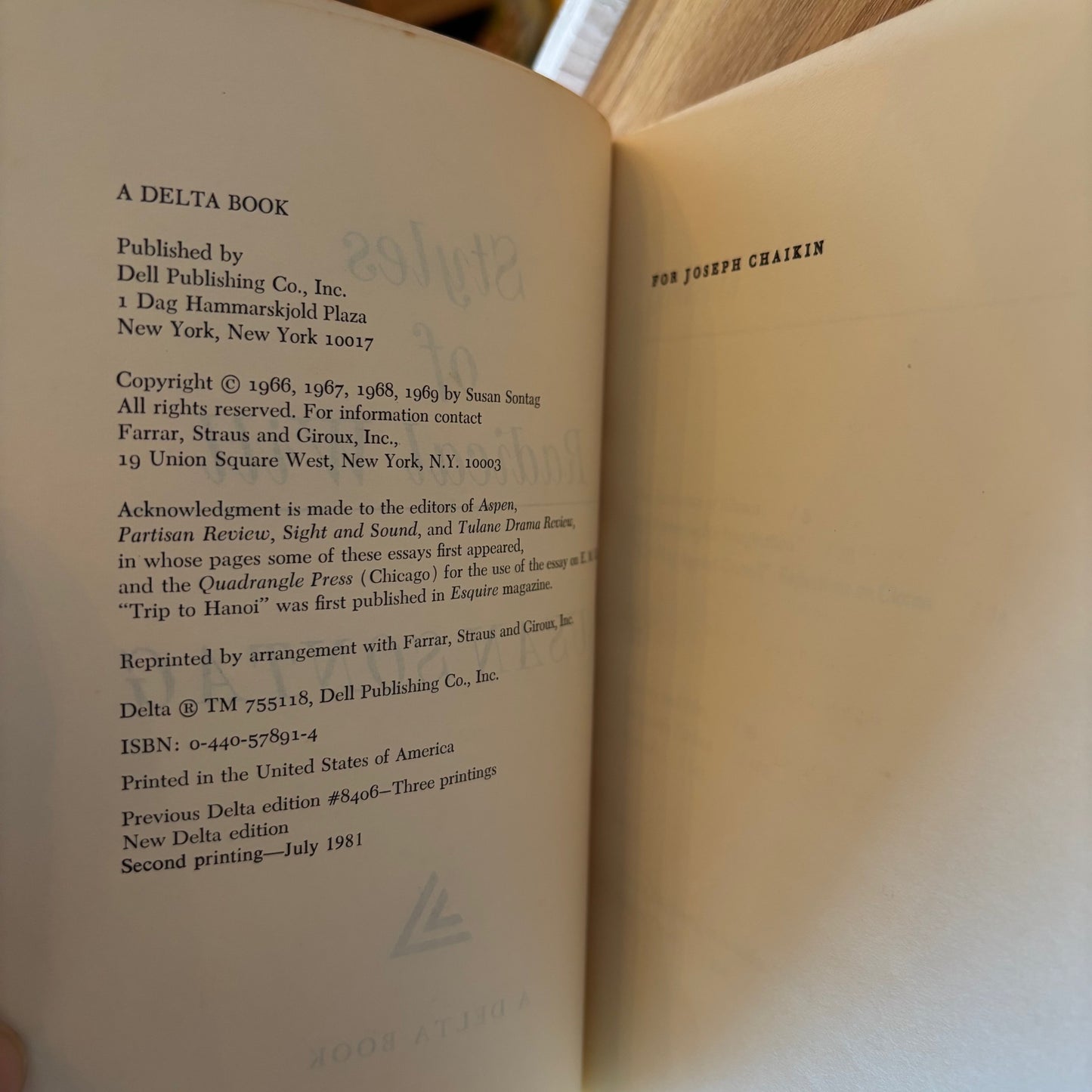 Susan Sontag - Styles of Radical Will