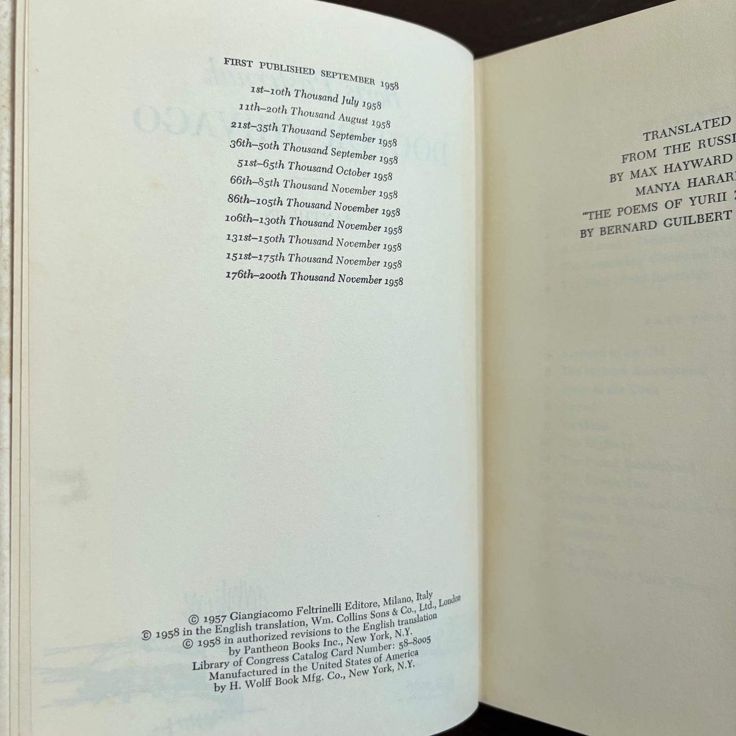 Boris Pasternak - Doctor Zhivago - First Edition Later Printing