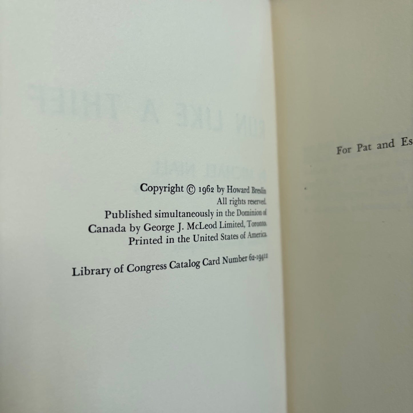 Michael Niall - Run Like A Thief - First Edition