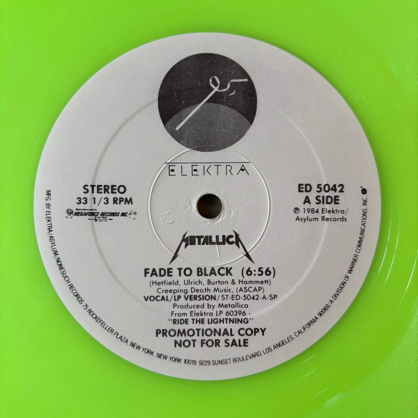 Metallica - Fade to Black - Promotional Fluorescent Green Pressing