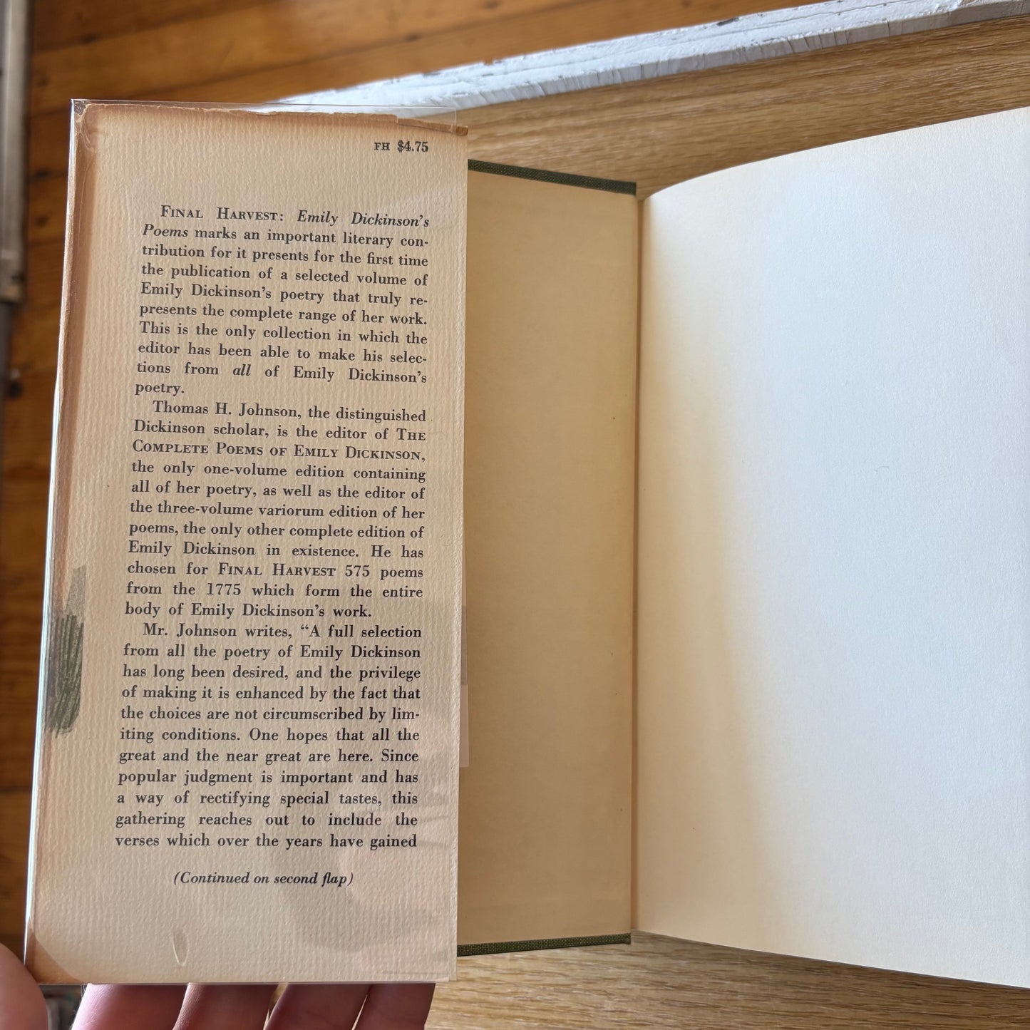 Emily Dickinson - Final Harvest - First Edition