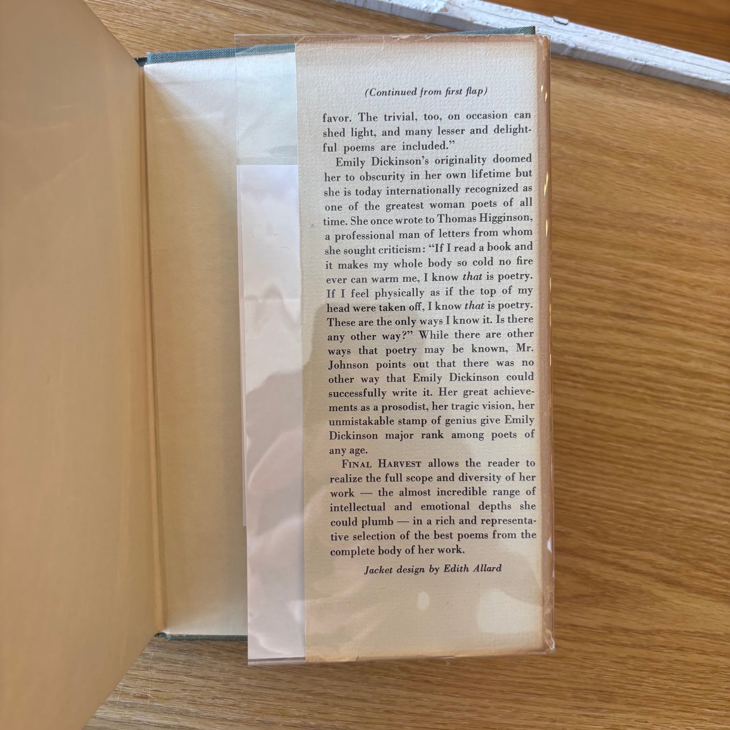 Emily Dickinson - Final Harvest - First Edition