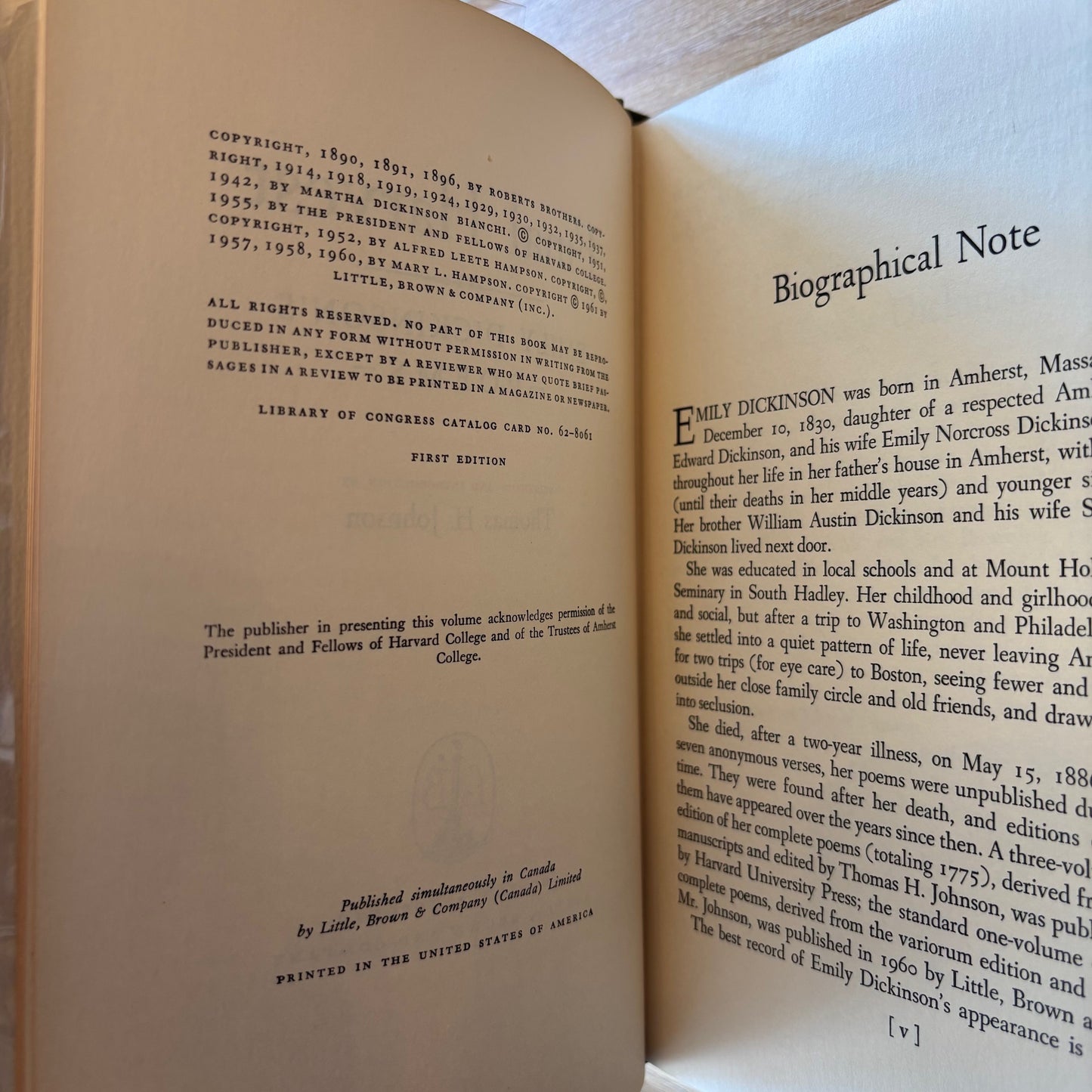 Emily Dickinson - Final Harvest - First Edition