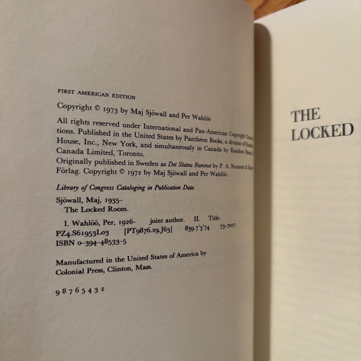 Maj Sjowall & Per Wahloo - The Locked Room - First Edition