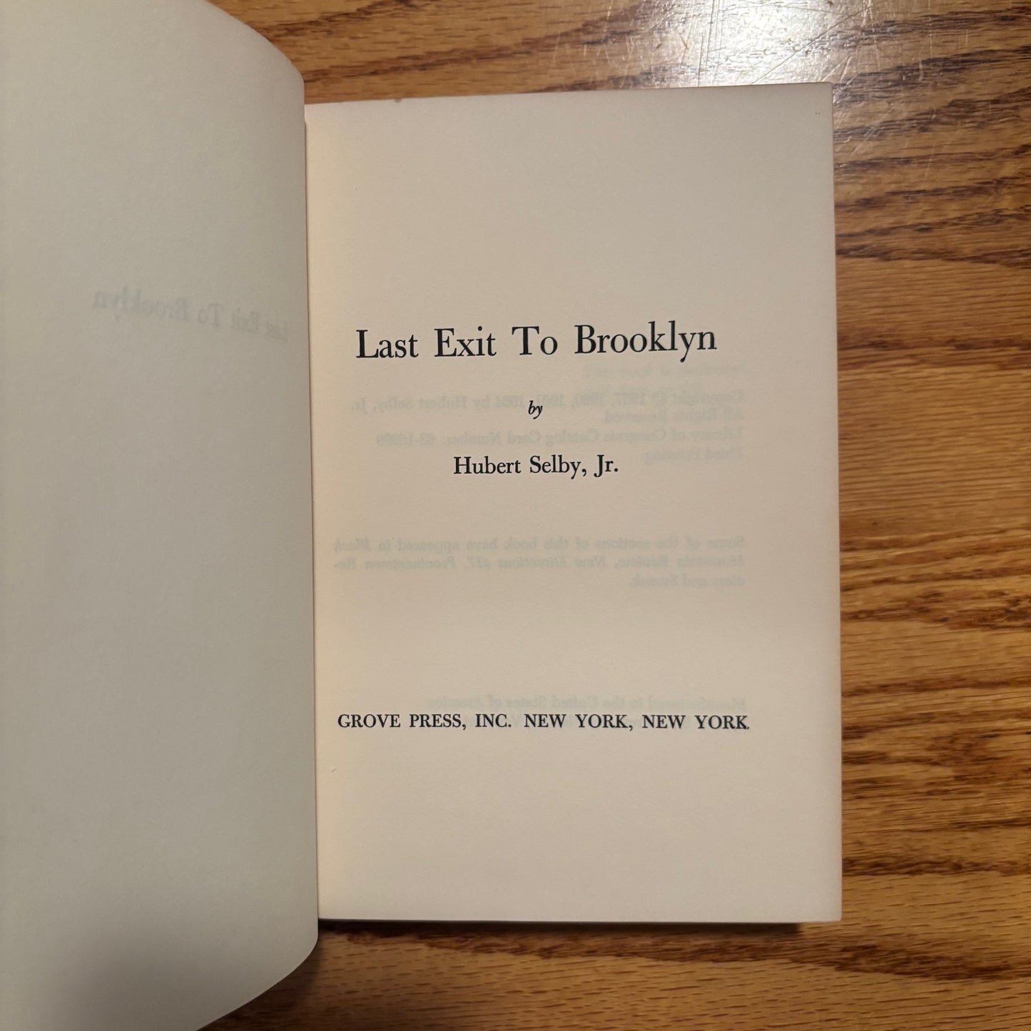 Hubert Selby Jr. - Last Exit to Brooklyn - First Edition Third Printing