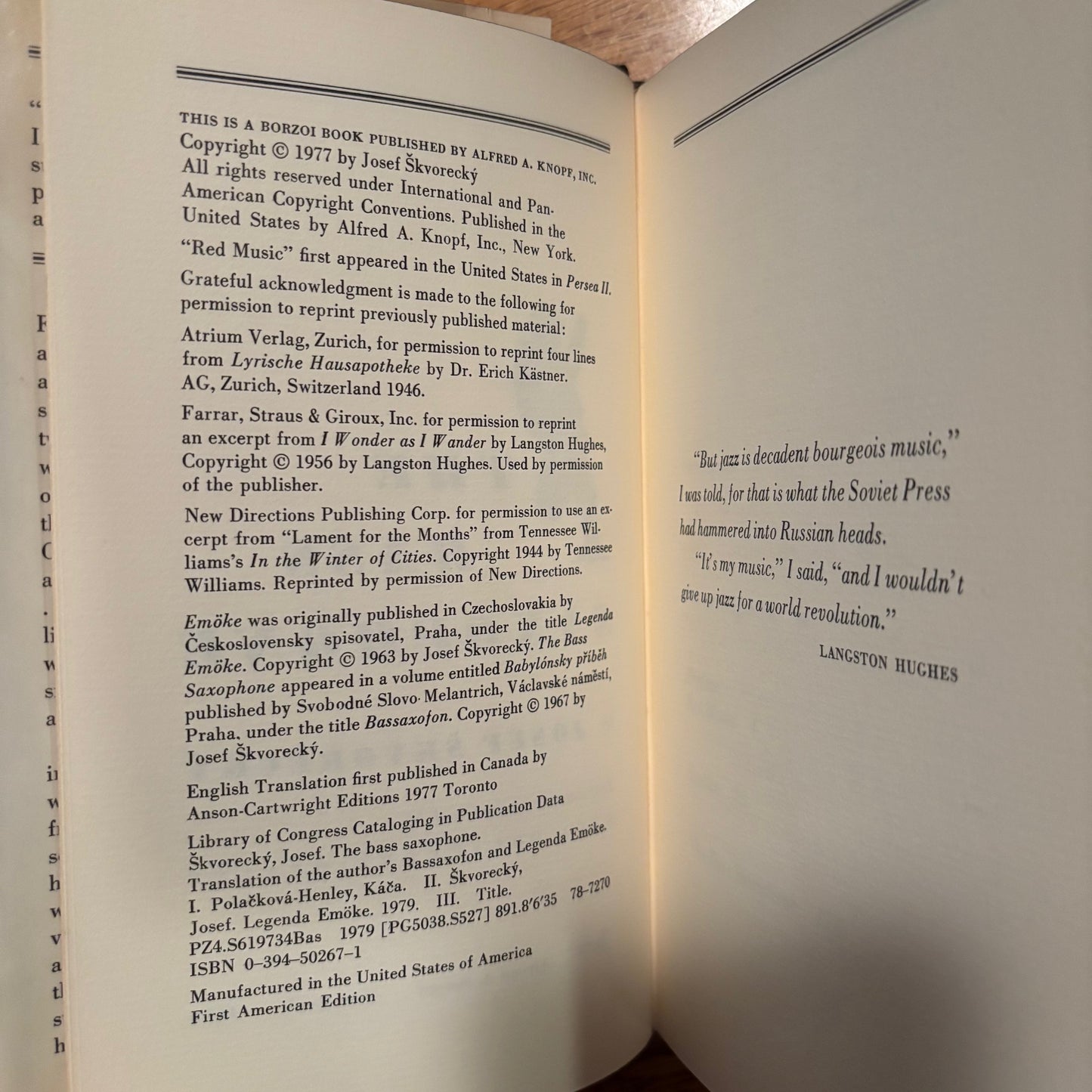 Josef Skvorecky - The Bass Saxophone: Two Novellas - First Edition