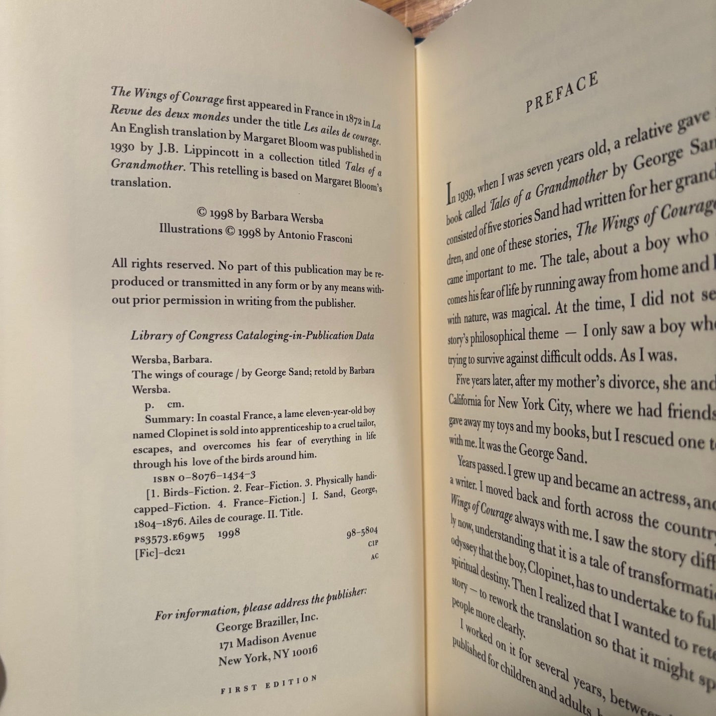 George Sand, Barbara Wersba - The Wings of Courage - Signed First Edition
