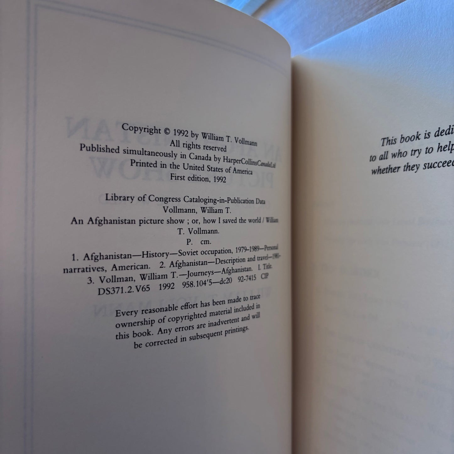 William T. Vollmann - An Afghanistan Picture Show - First Edition