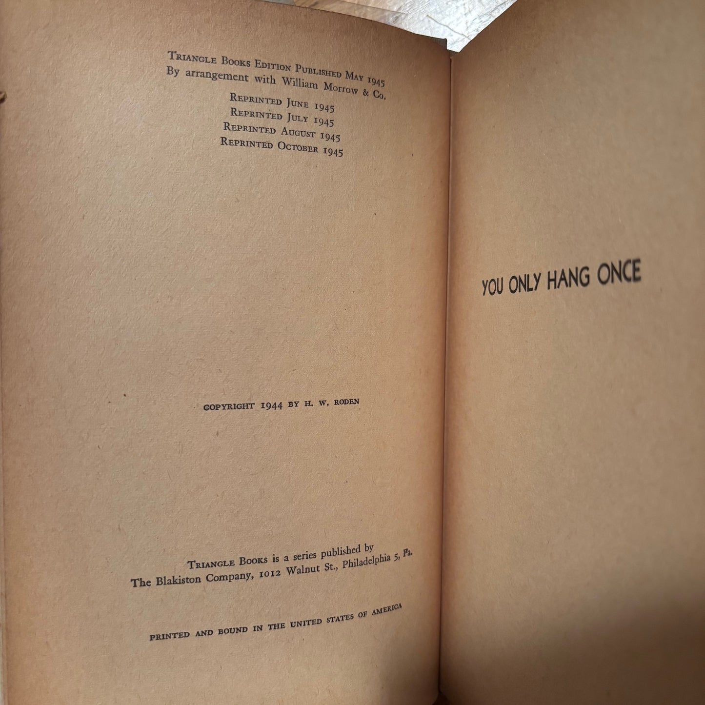 H.W. Roden - You Only Hang Once