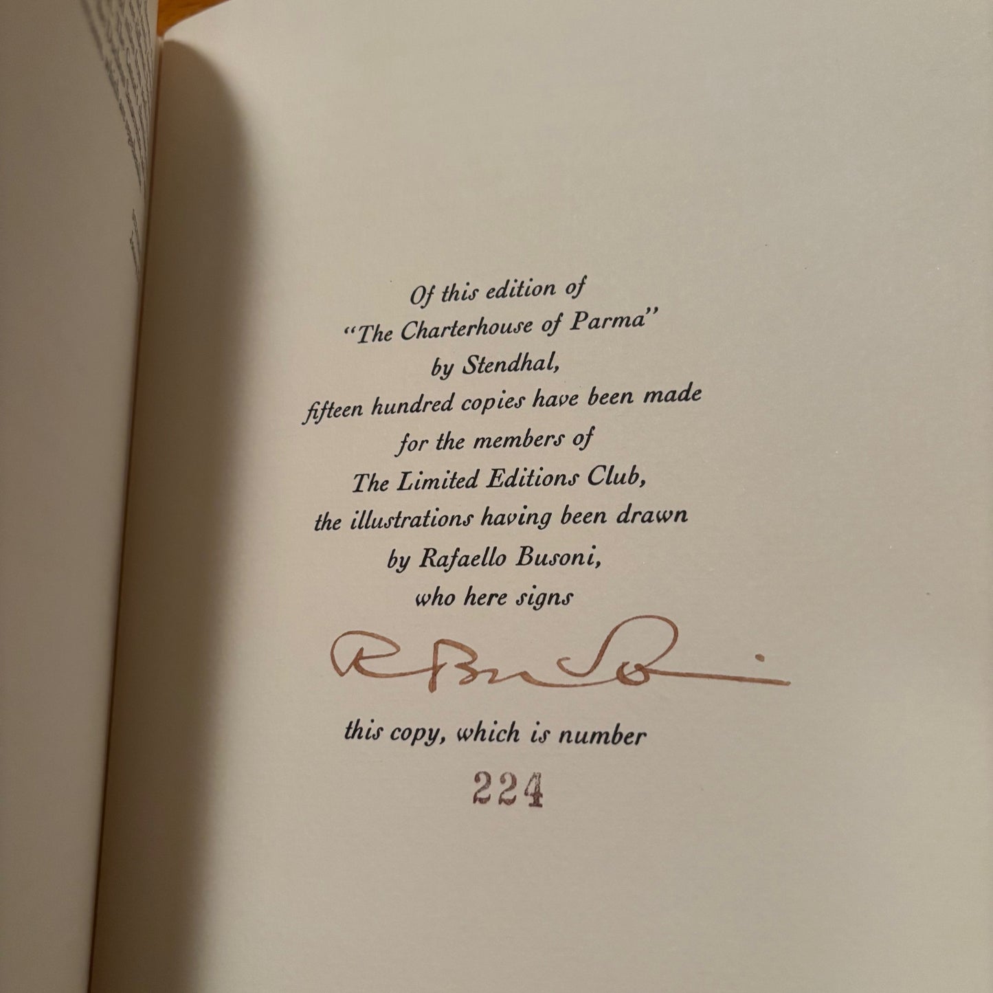 Stendhal - The Charterhouse of Parma - Signed Limited Edition