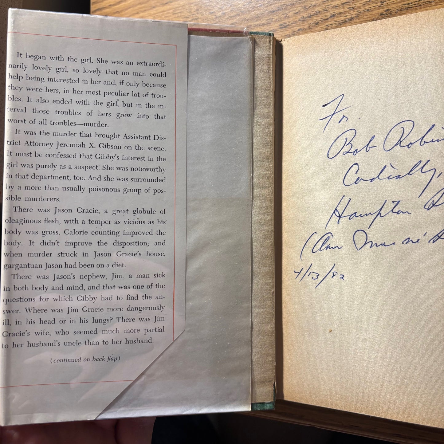 Hampton Stone - The Man Who Had Too Much to Lose - Signed First Edition