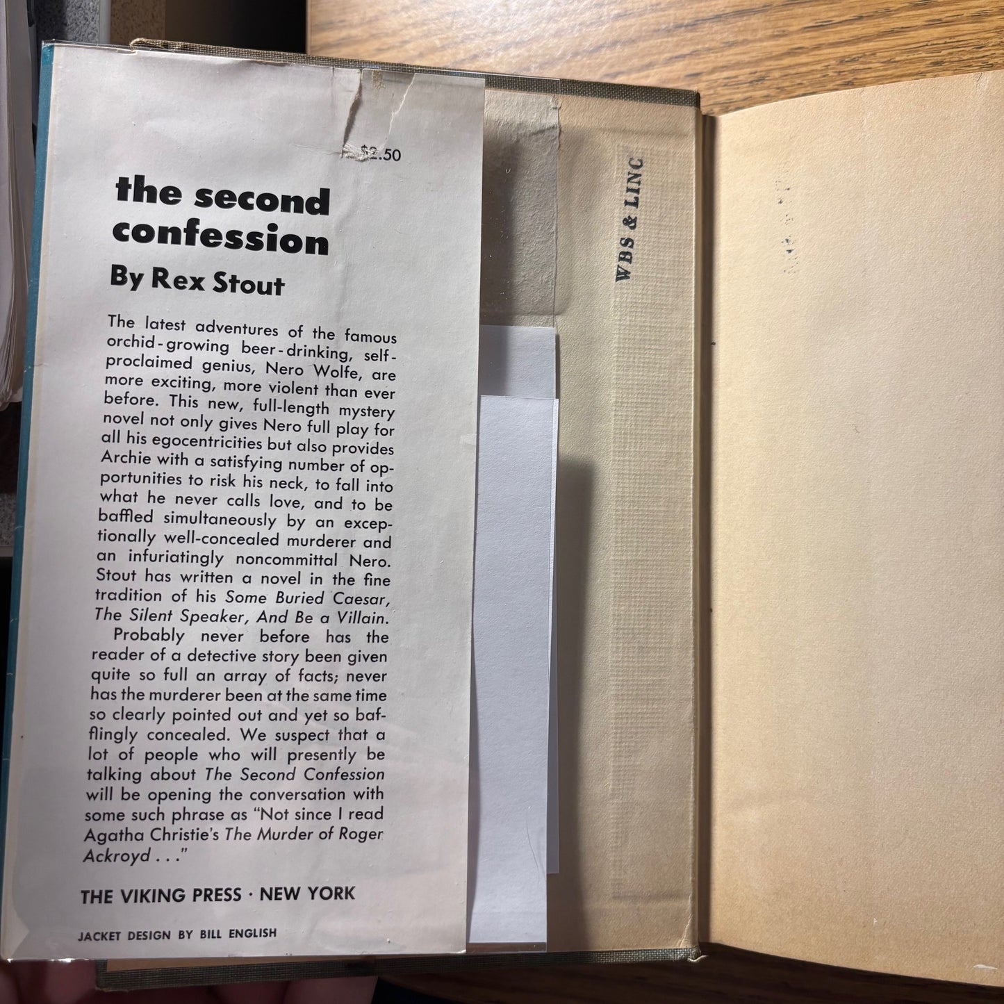 Rex Stout - The Second Confession - First Edition
