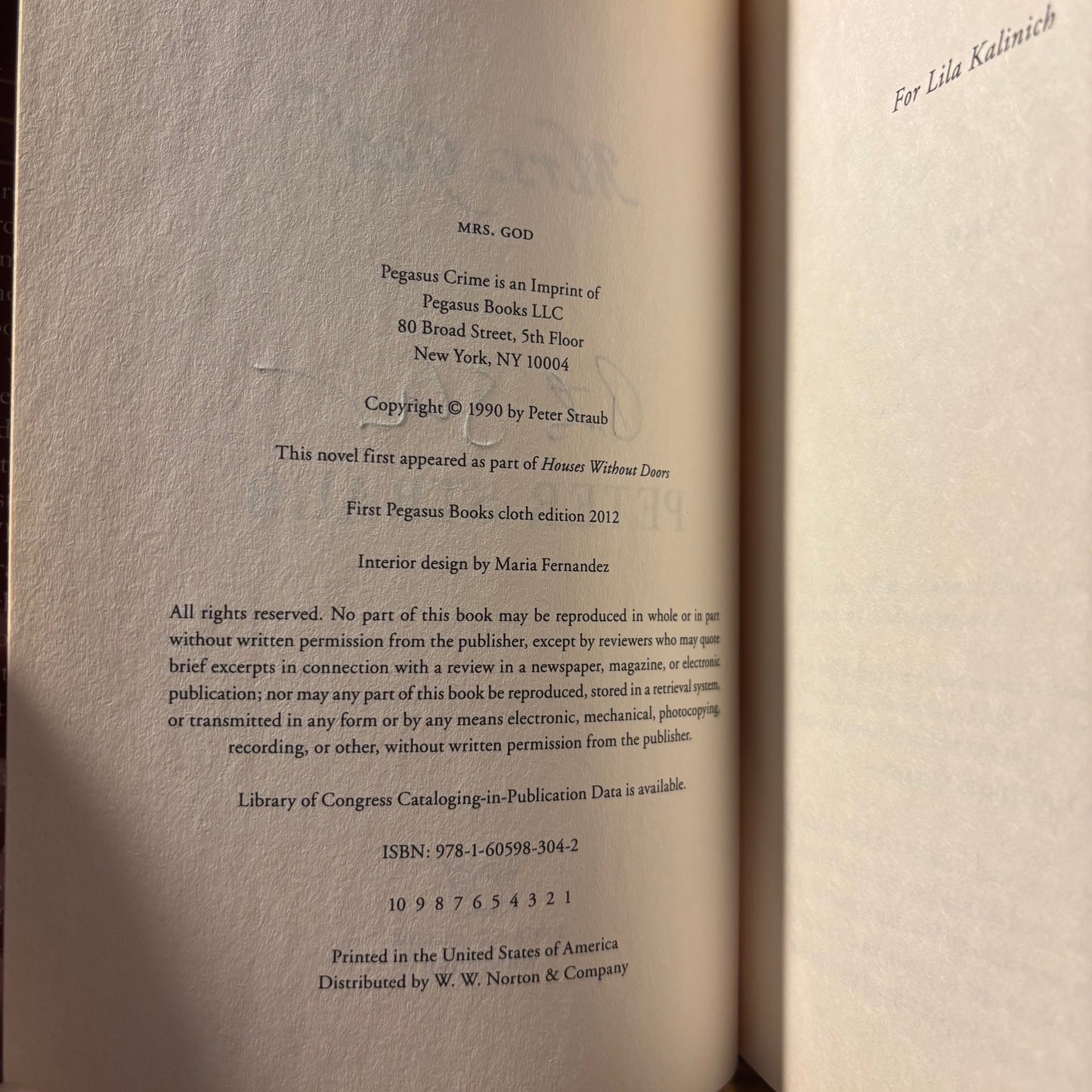 Peter Straub - Mrs. God - Signed First Edition