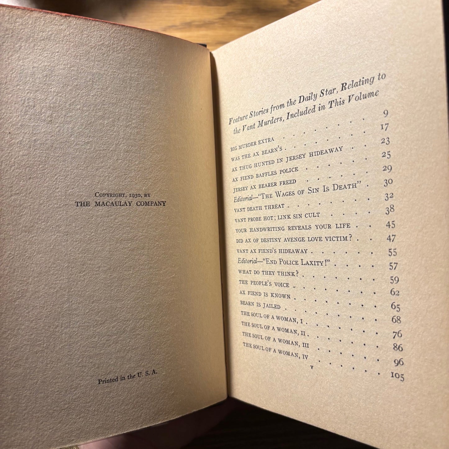 Clement Wood - The Tabloid Murders - First Edition
