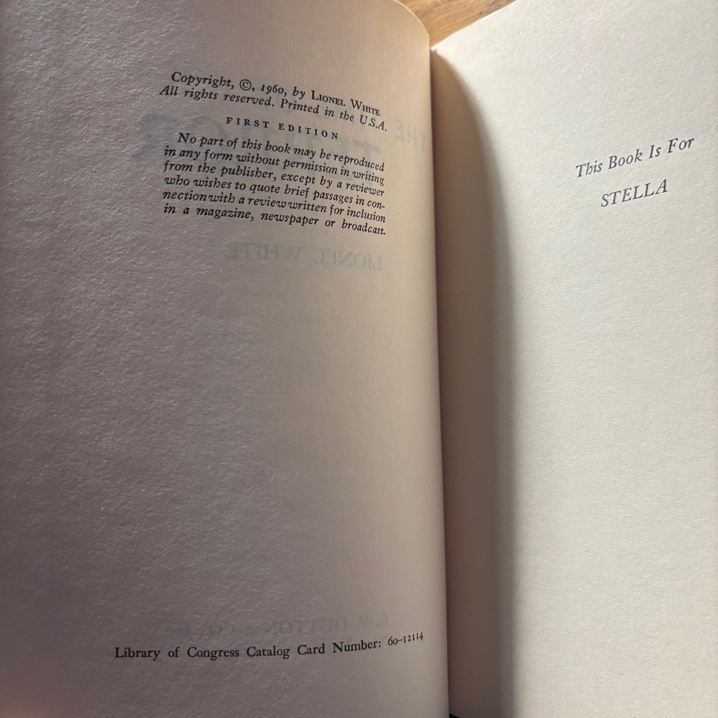 Lionel White - The Time of Terror - First Edition