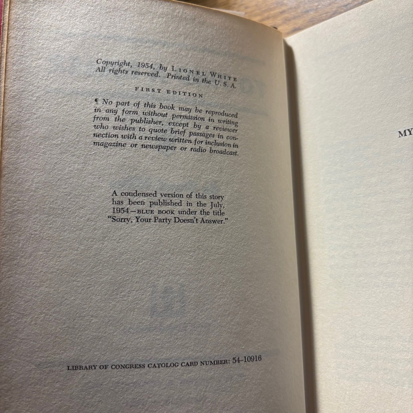 Lionel White - To Find a Killer - First Edition