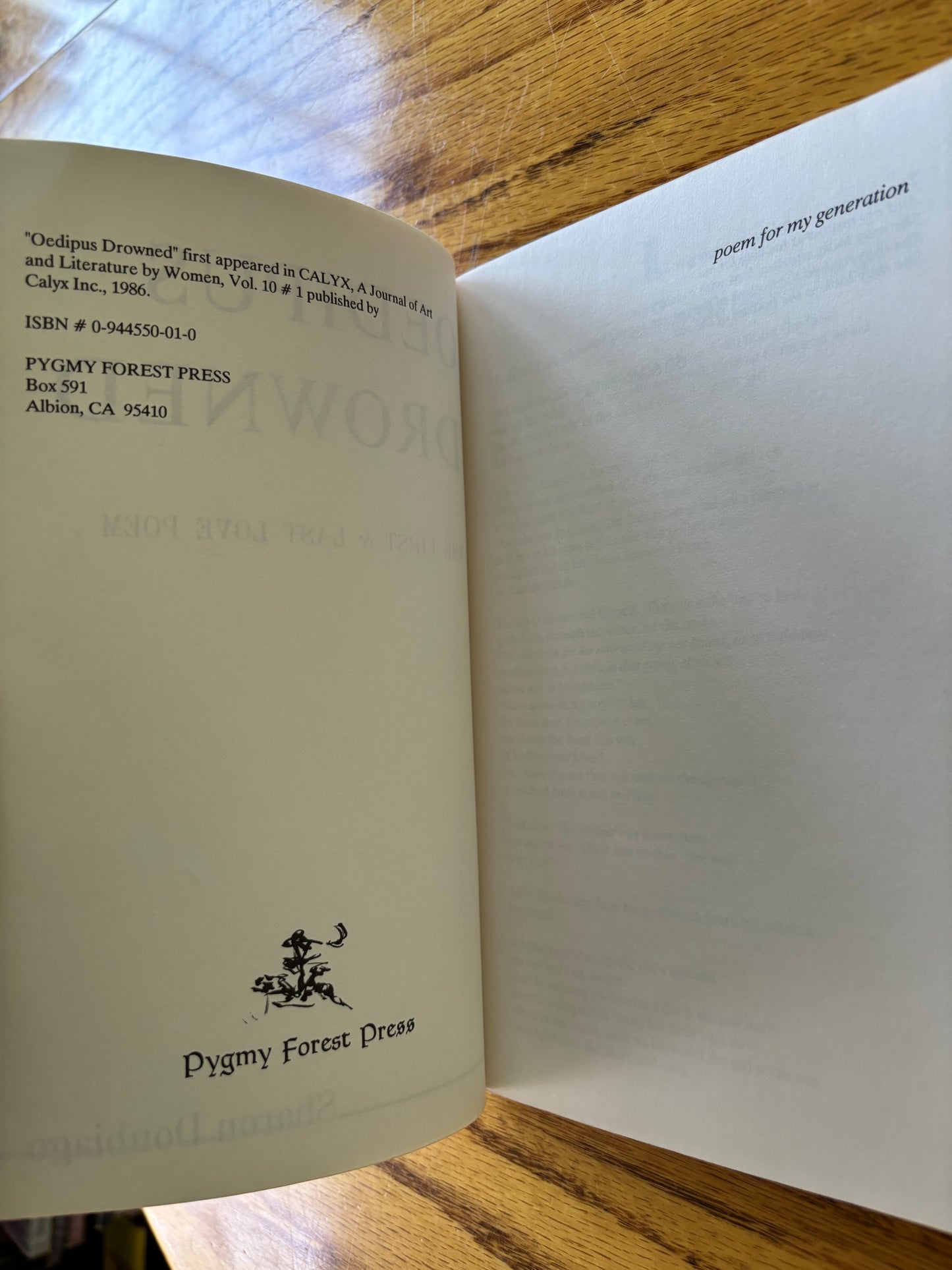 Sharon Doubiago - Oedipus Drowned: The First and Last Love Poem